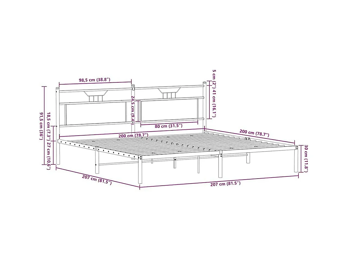 Cadre de lit sans matelas chêne marron 200x200 cm