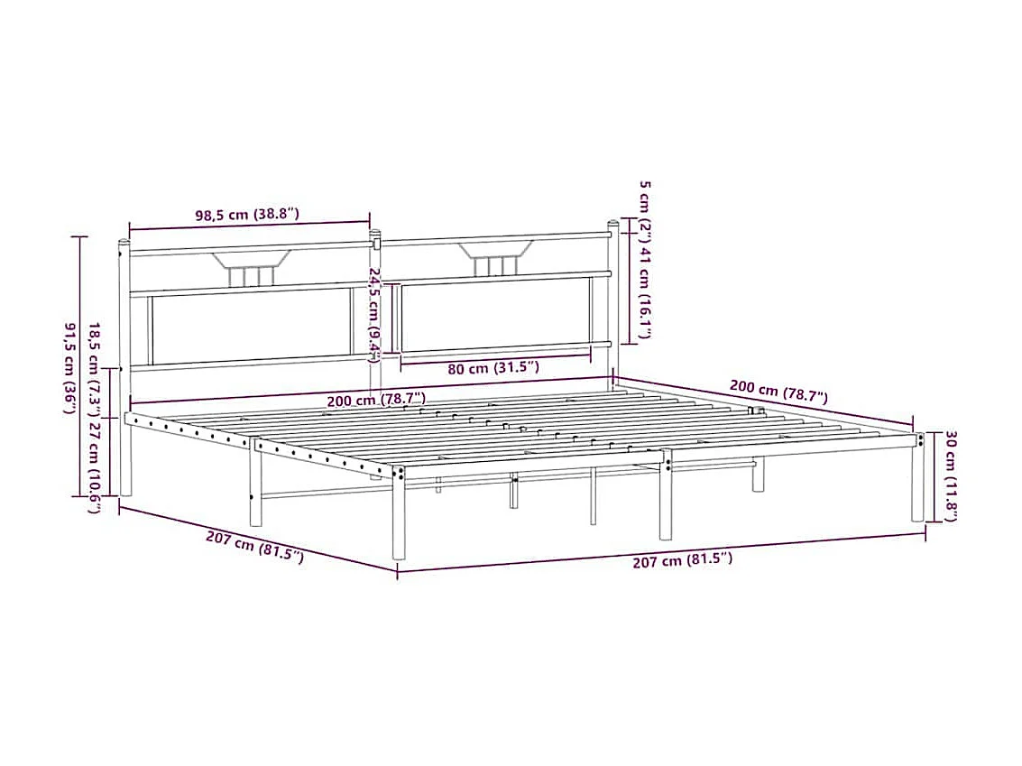 Bettgestell ohne Matratze Braun Eichen-Optik 200x200 cm