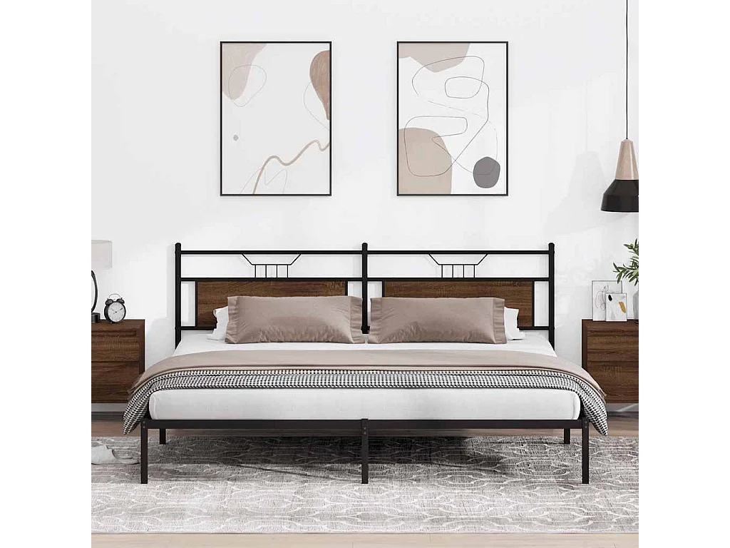 Estrutura cama sem colchão 200x200 cm carvalho castanho