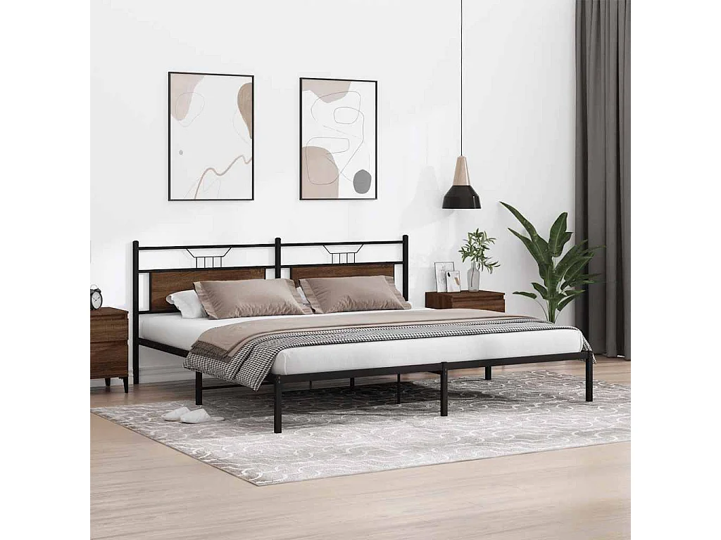 Estrutura cama sem colchão 200x200 cm carvalho castanho