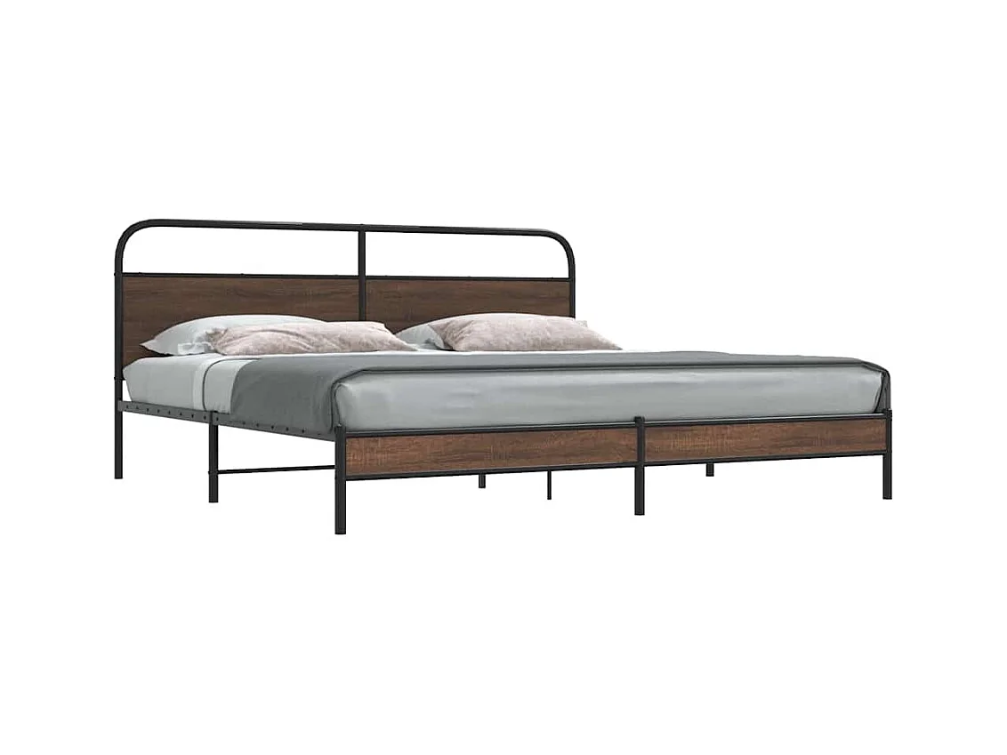 Cadre de lit en métal sans matelas chêne marron 200x200 cm