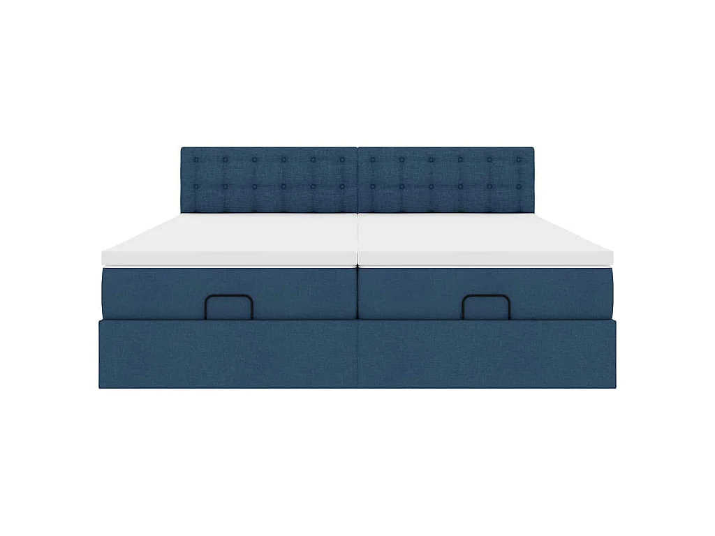 Ottoman-Bett mit Matratzen Blau 200x200 cm Stoff