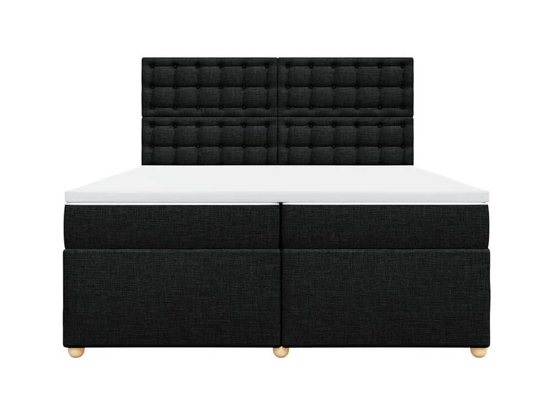 Cama box spring con colchón tela negro 200x200 cm
