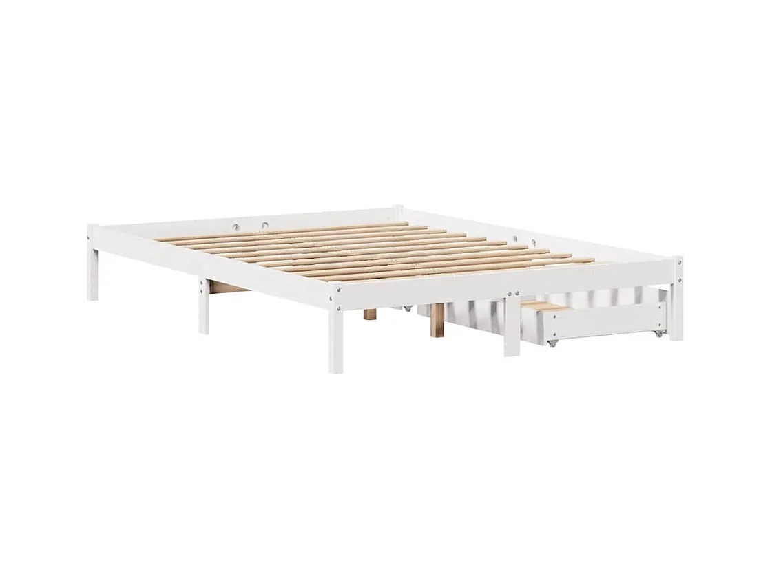 Massivholzbett ohne Matratze Weiß 150x200 cm Kiefernholz