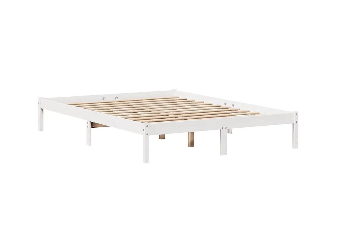 Massivholzbett ohne Matratze Weiß 150x200 cm Kiefernholz