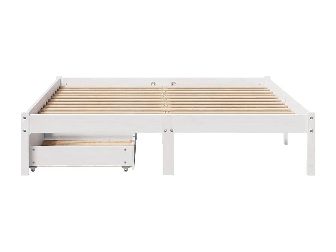 Letto senza Materasso Bianco 150x200 cm Legno Massello di Pino