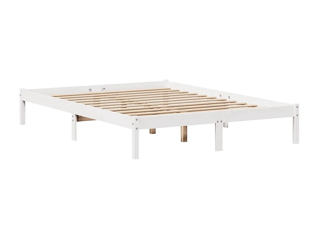 Letto senza Materasso Bianco 150x200 cm Legno Massello di Pino