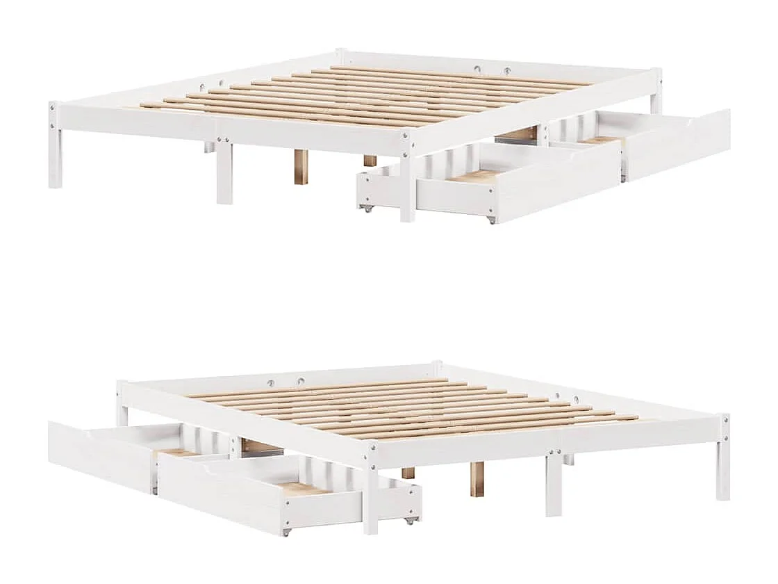 Letto senza Materasso Bianco 150x200 cm Legno Massello di Pino