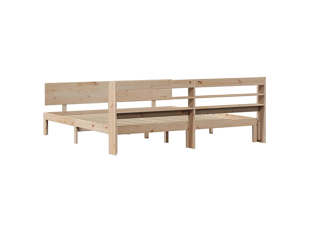 Bedframe met hoofdbord massief grenenhout 200x200 cm