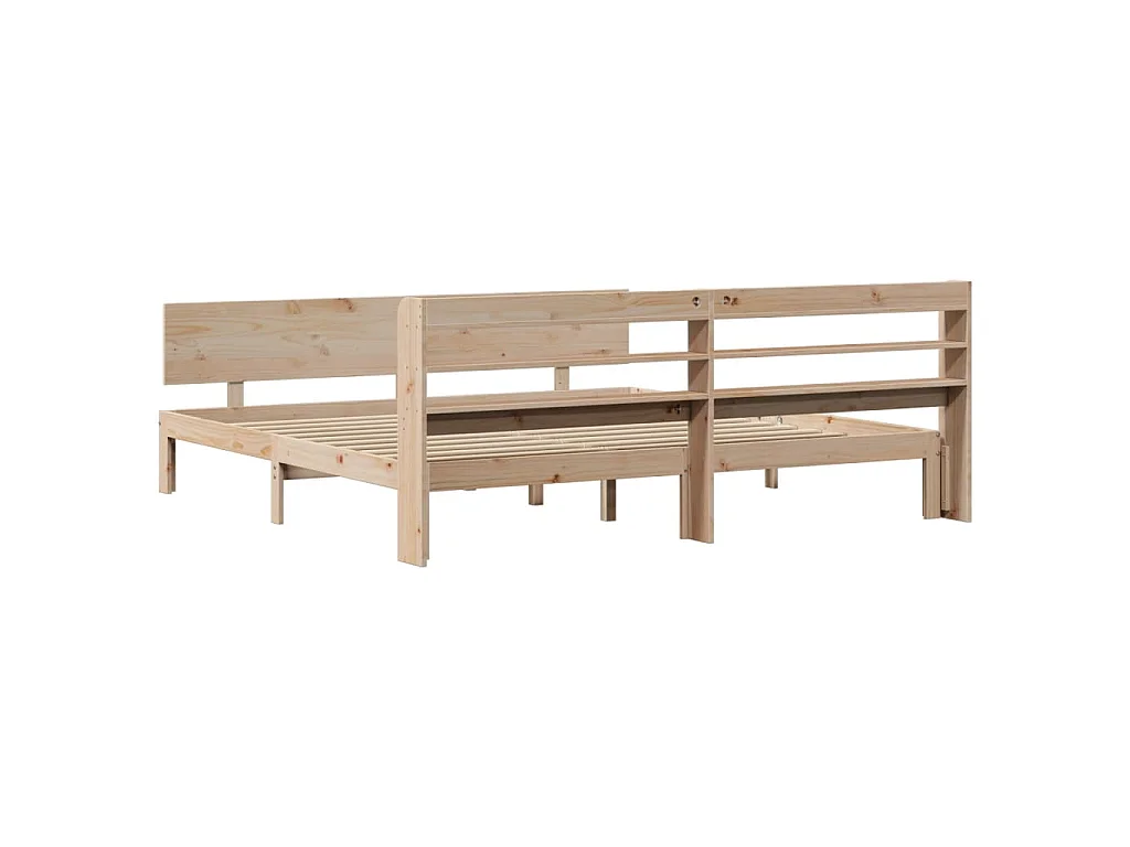 Bedframe met hoofdbord massief grenenhout 200x200 cm