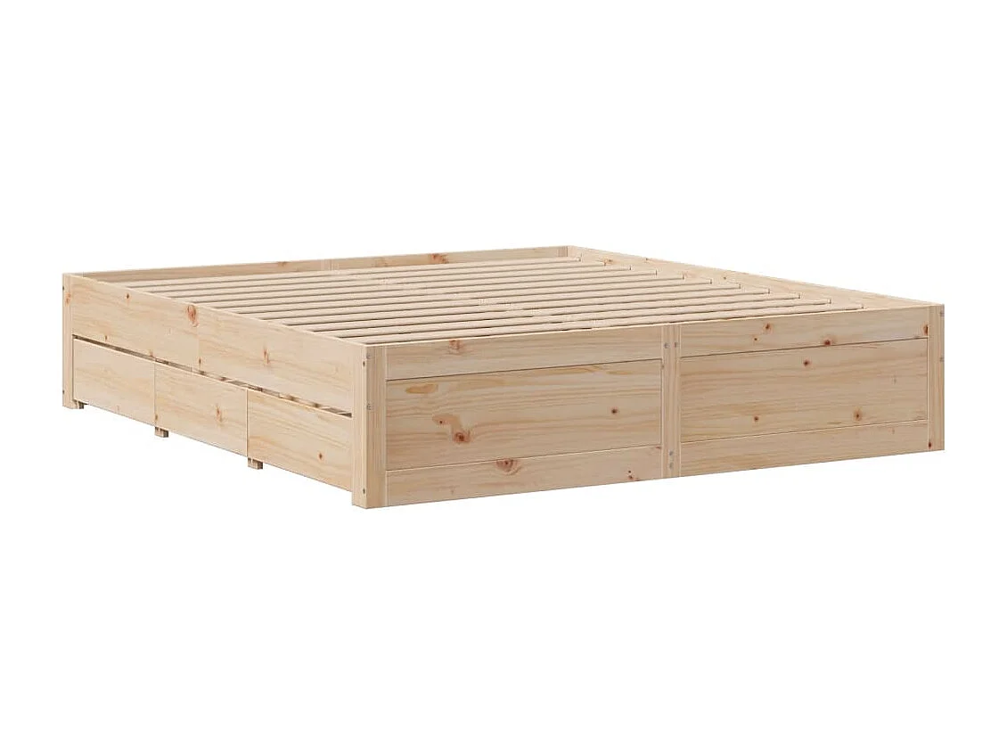 Cadre de lit sans matelas avec tiroirs 200x200 cm bois de pin