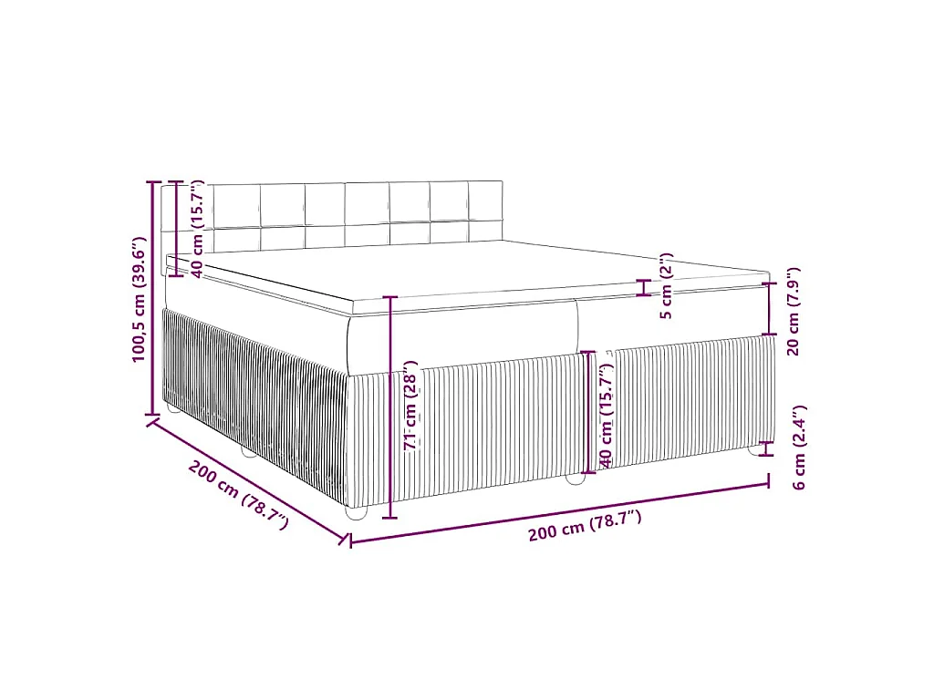 Boxspringbett mit Matratze Taupe 200x200 cm Stoff
