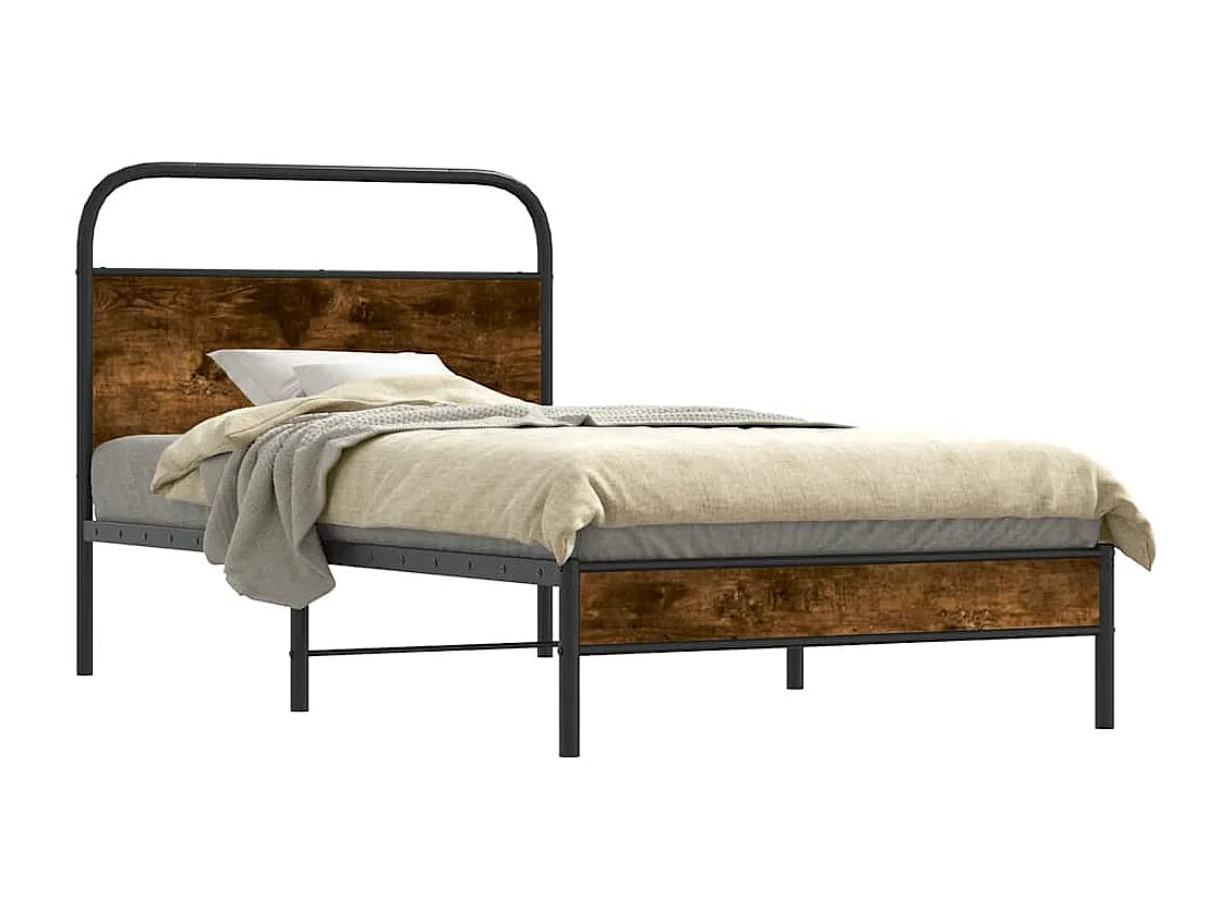 Bedframe zonder matras bewerkt hout gerookt eiken 107x203 cm