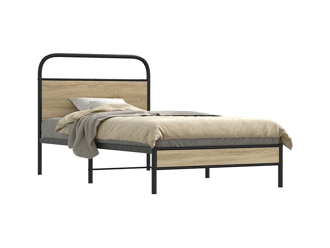 Cadre de lit sans matelas 107x203 cm chêne fumé bois ingénierie