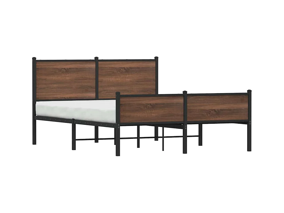 Cadre de lit en métal sans matelas chêne marron 150x200 cm