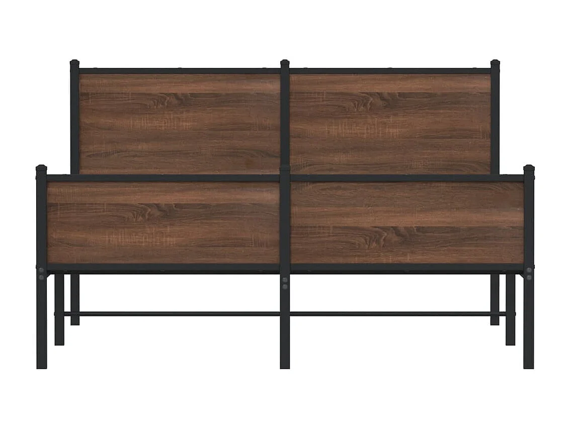 Metallbett ohne Matratze Braun Eichen-Optik 150x200 cm