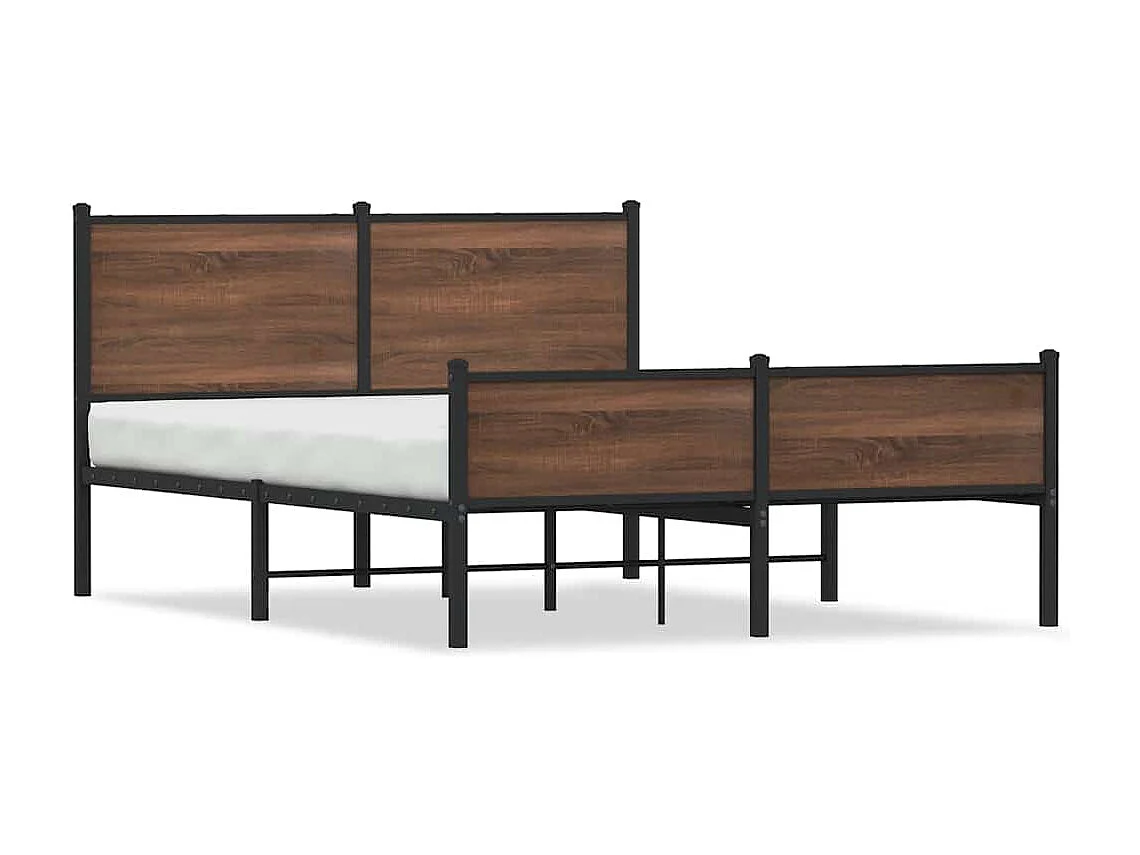 Estructura de cama sin colchón metal marrón roble 150x200 cm
