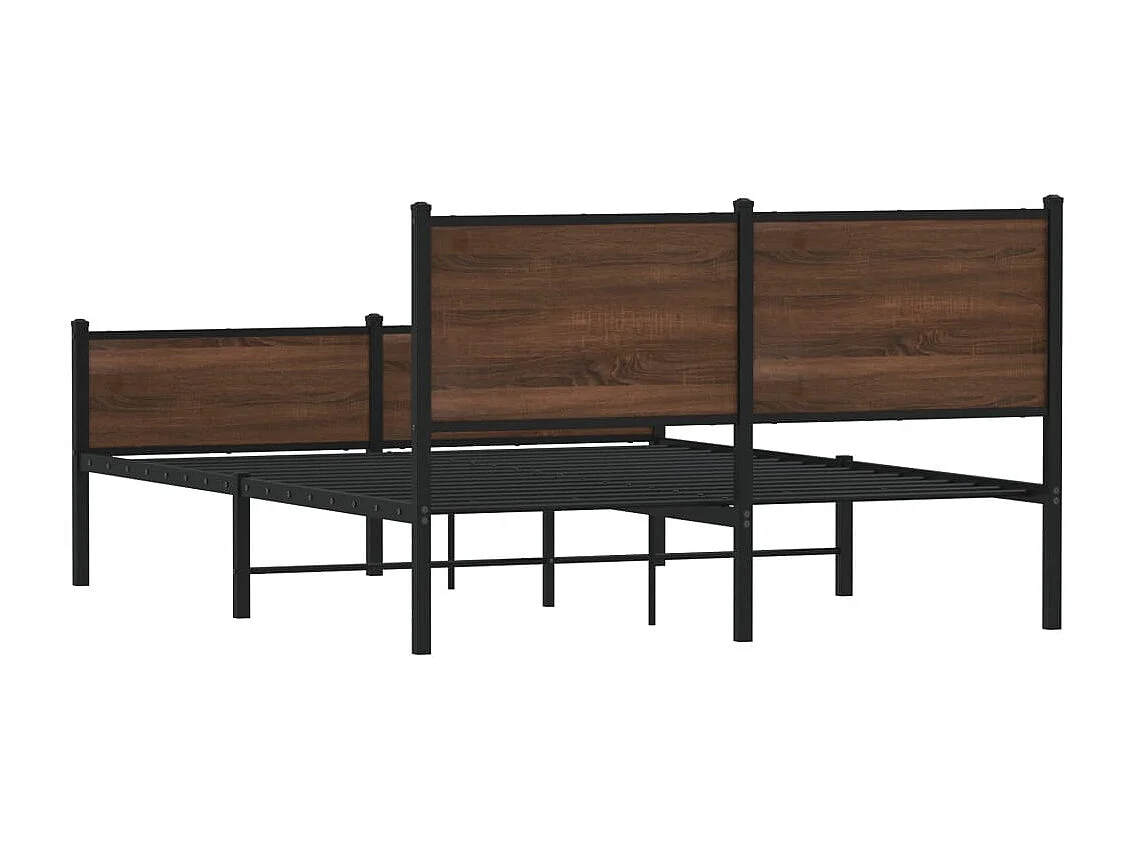 Estructura de cama sin colchón metal marrón roble 150x200 cm