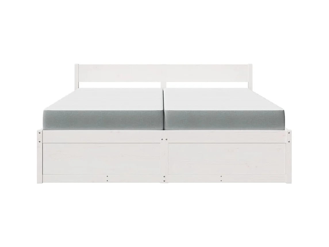 Lit avec tiroirs et matelas blanc 200x200 cm bois massif de pin