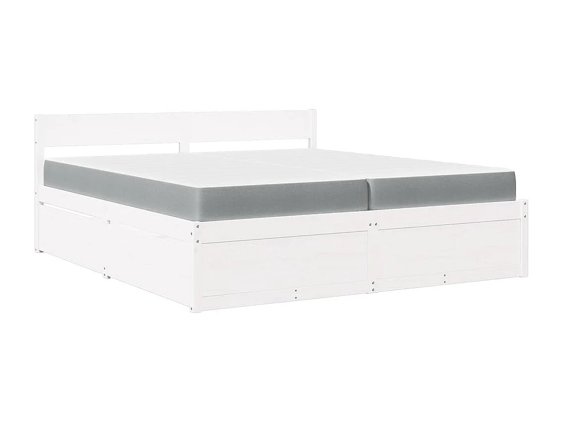 Bett mit Schubladen und Matratze Weiß 200x200 cm Massivholz