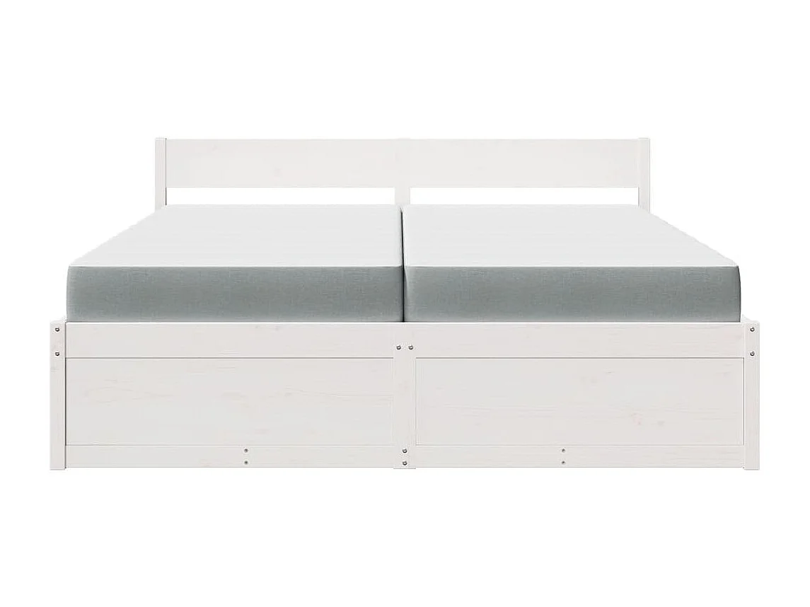 Bett mit Schubladen und Matratze Weiß 200x200 cm Massivholz