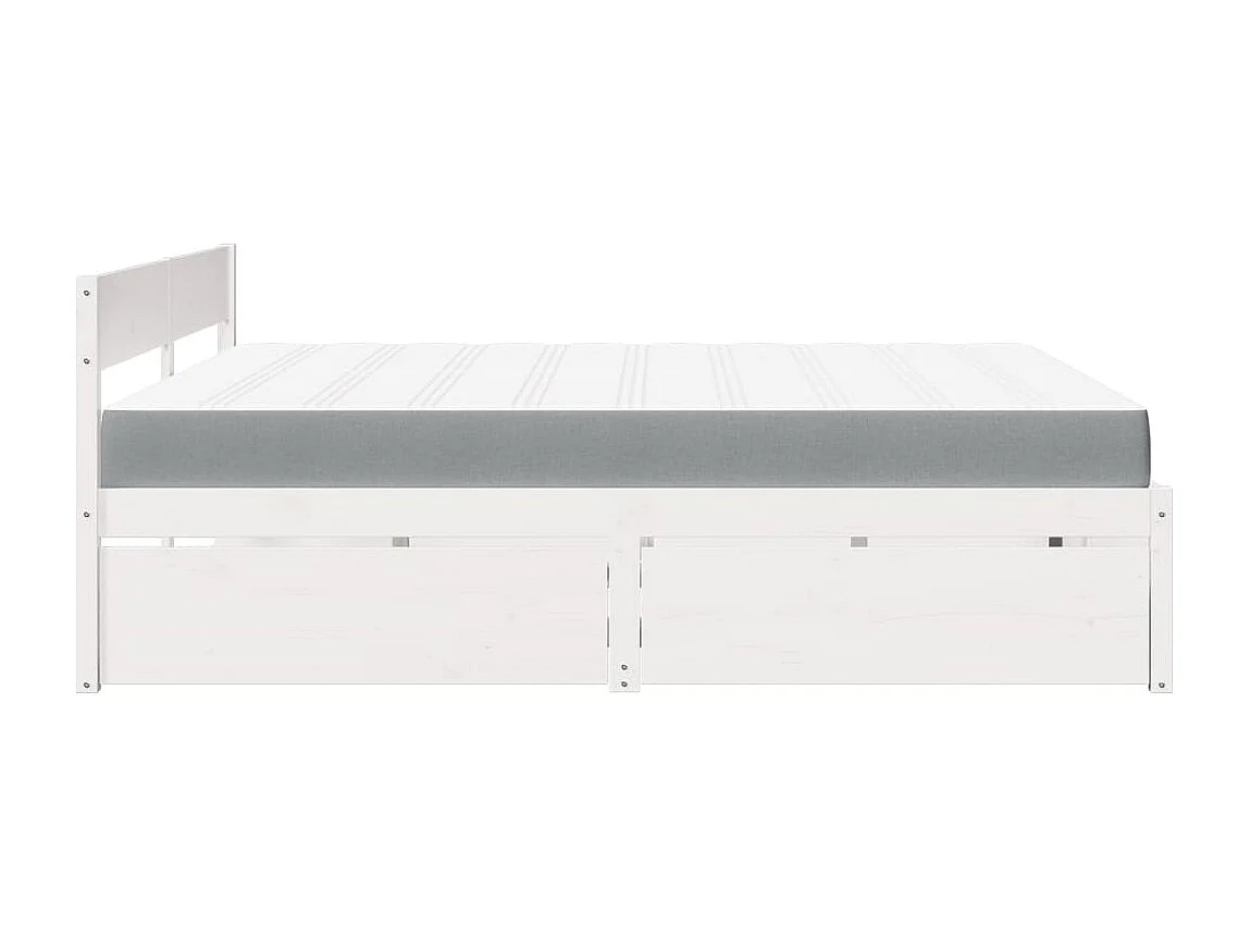 Bett mit Schubladen und Matratze Weiß 200x200 cm Massivholz