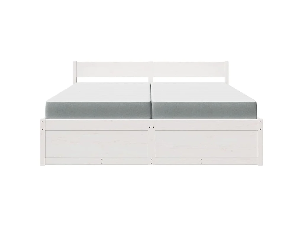 Lit avec tiroirs et matelas blanc 200x200 cm bois massif de pin