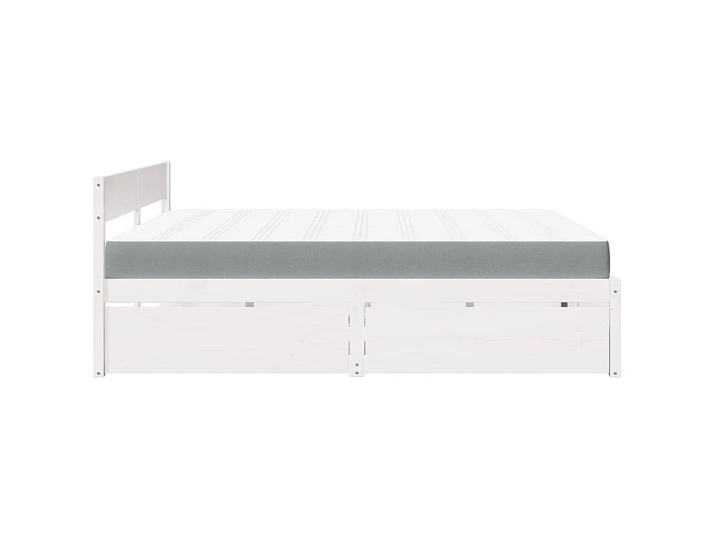 Lit avec tiroirs et matelas blanc 200x200 cm bois massif de pin