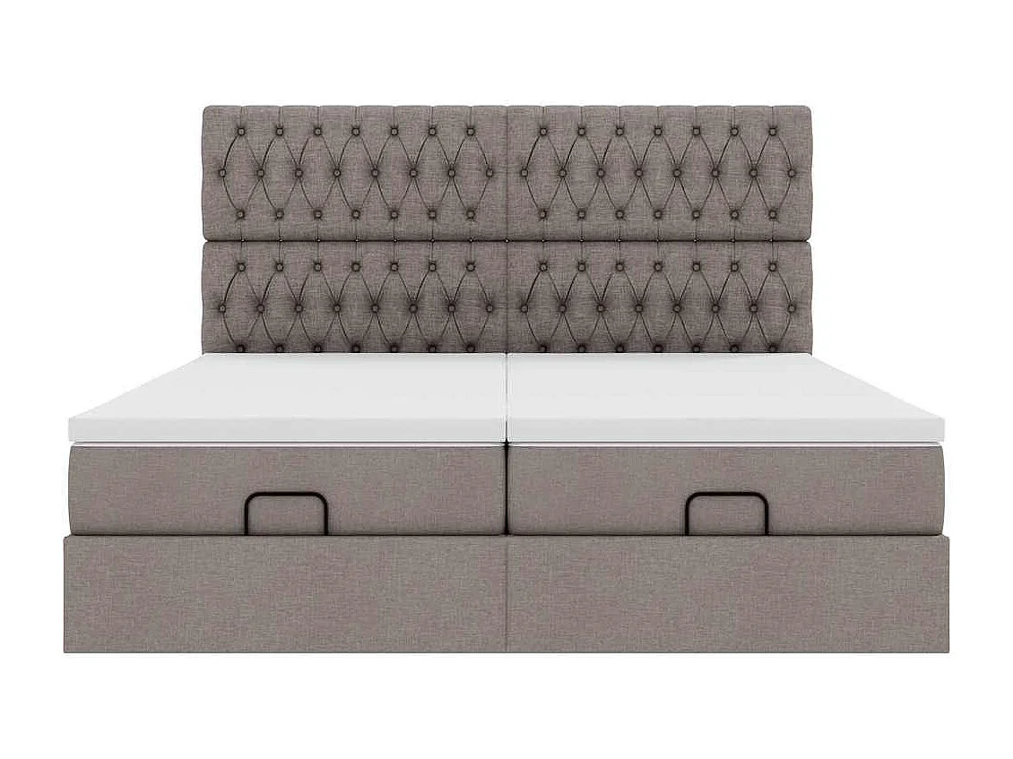 Cadre de lit ottoman avec matelas taupe 200x200cm tissu
