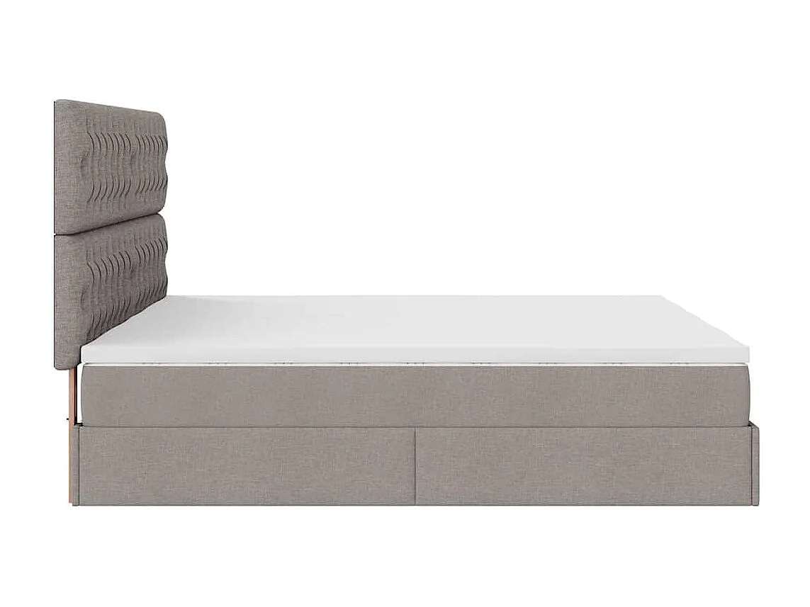 Cadre de lit ottoman avec matelas taupe 200x200cm tissu
