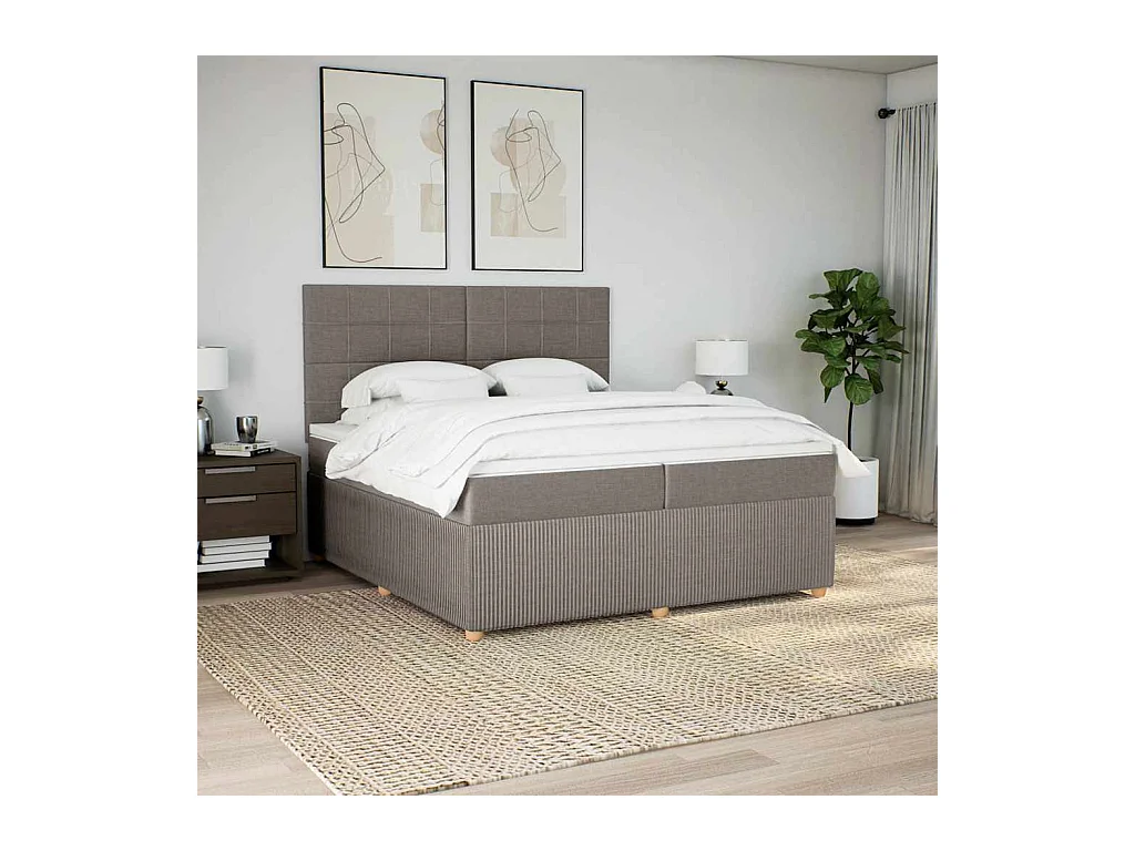 Sommier à lattes de lit avec matelas Taupe 200x200 cm Tissu