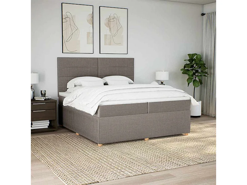 Boxspring met matras stof taupe 200x200 cm