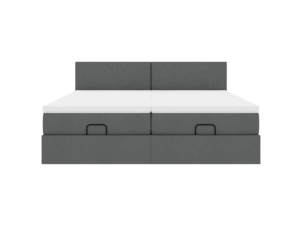 Cadre de lit ottoman avec matelas gris foncé 200x200cm tissu