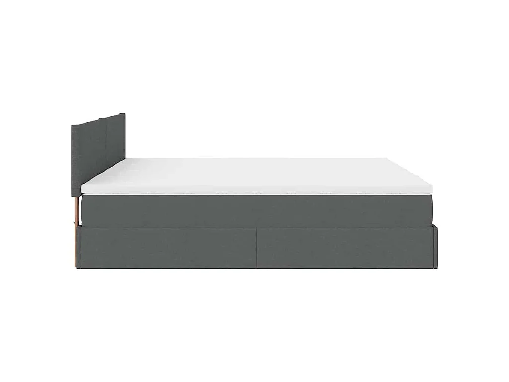 Cadre de lit ottoman avec matelas gris foncé 200x200cm tissu