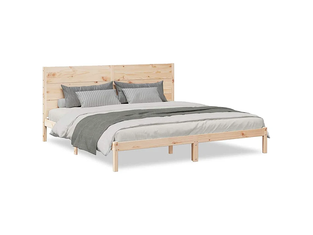 Cadre de lit extra long sans matelas 200x220 cm bois massif