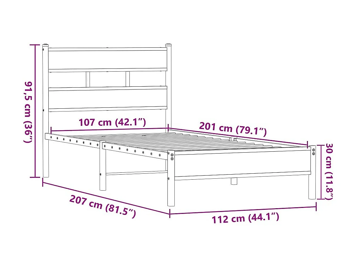 Cadre de lit sans matelas chêne marron 107x203 cm
