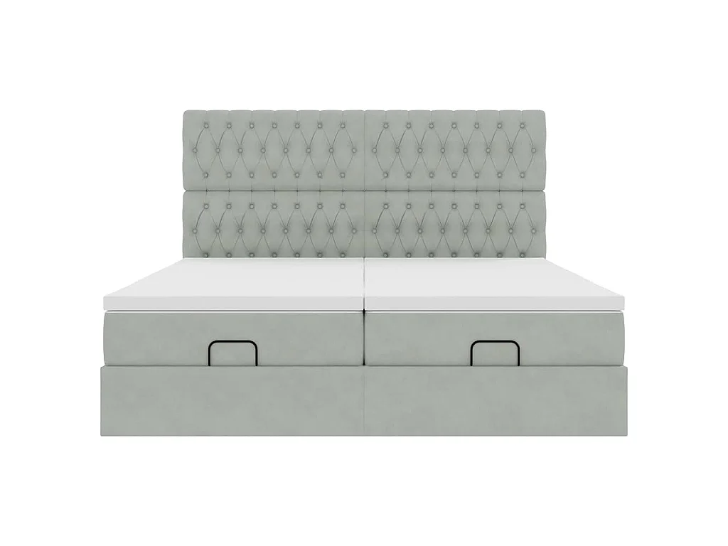 Ottoman bed met matrassen en LED's 200x200cm fluweel lichtgrijs