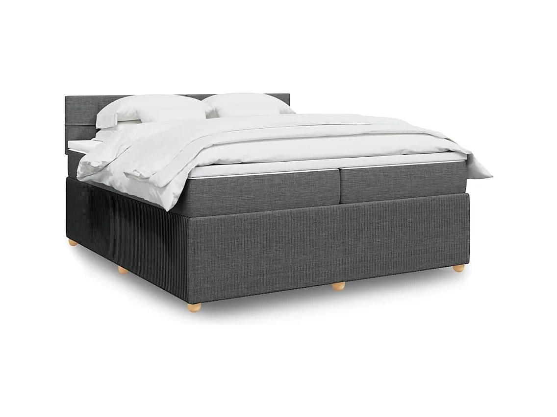 Cama box spring con colchón tela gris oscuro 200x200 cm