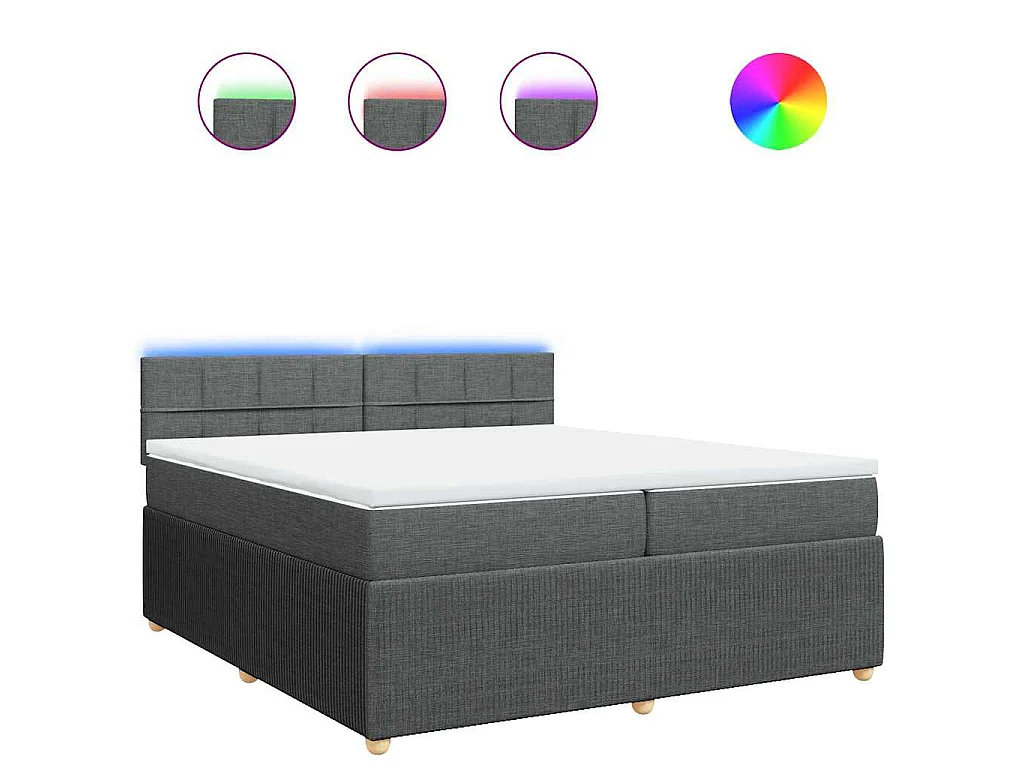 Sommier à lattes de lit avec matelas Gris foncé 200x200cm Tissu