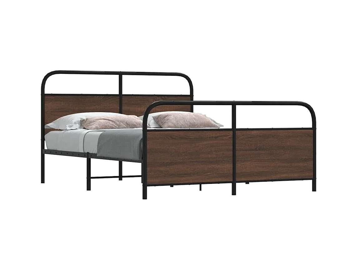 Cadre de lit en métal sans matelas chêne marron 150x200 cm