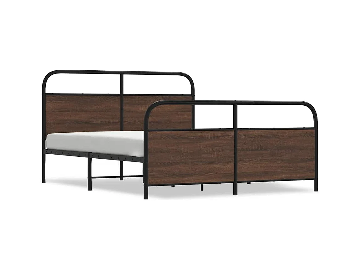 Cadre de lit en métal sans matelas chêne marron 150x200 cm