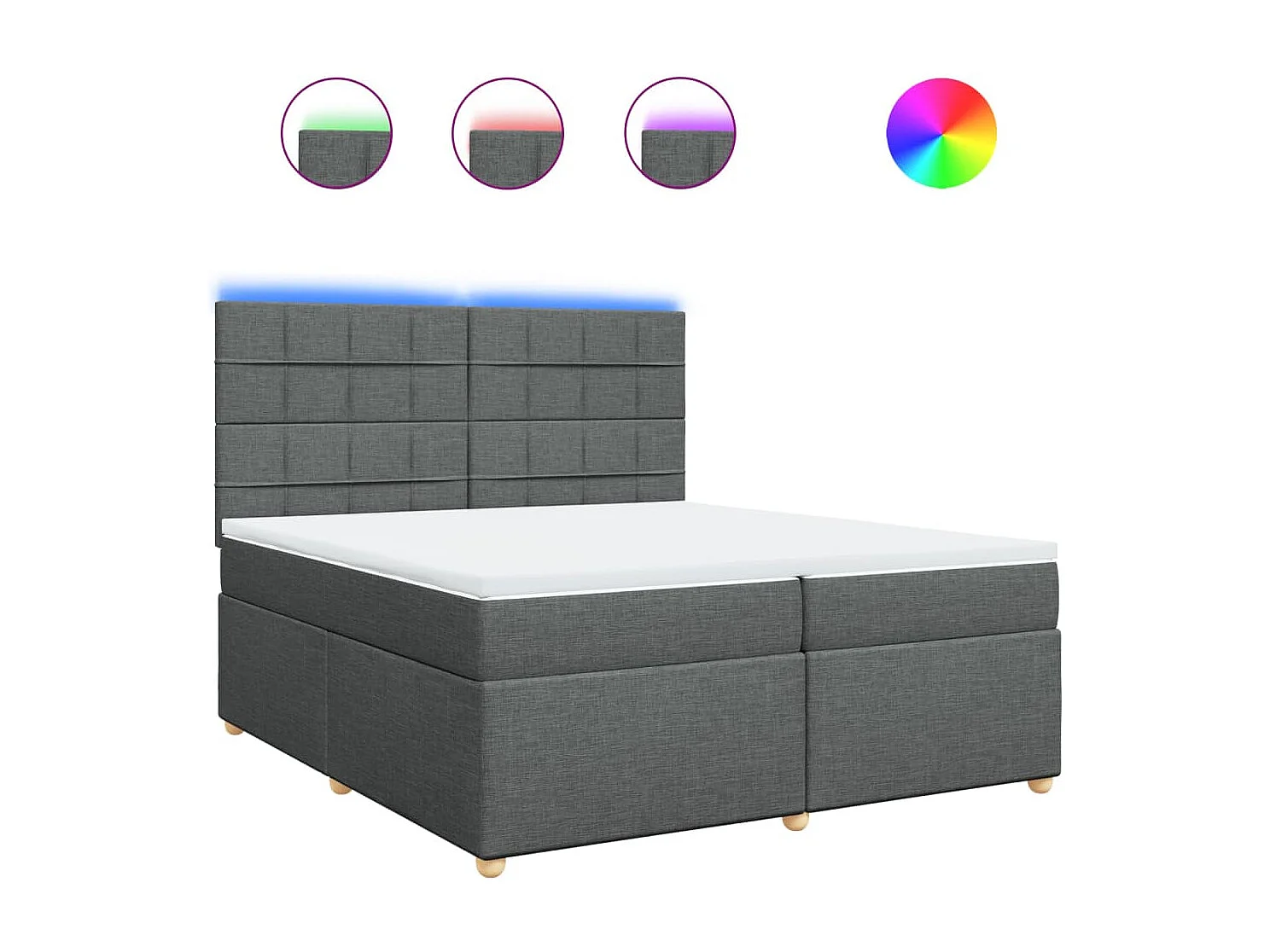 Giroletto a Molle con Materasso Grigio Scuro 200x200 cm Tessuto