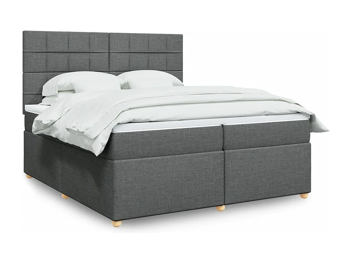Giroletto a Molle con Materasso Grigio Scuro 200x200 cm Tessuto