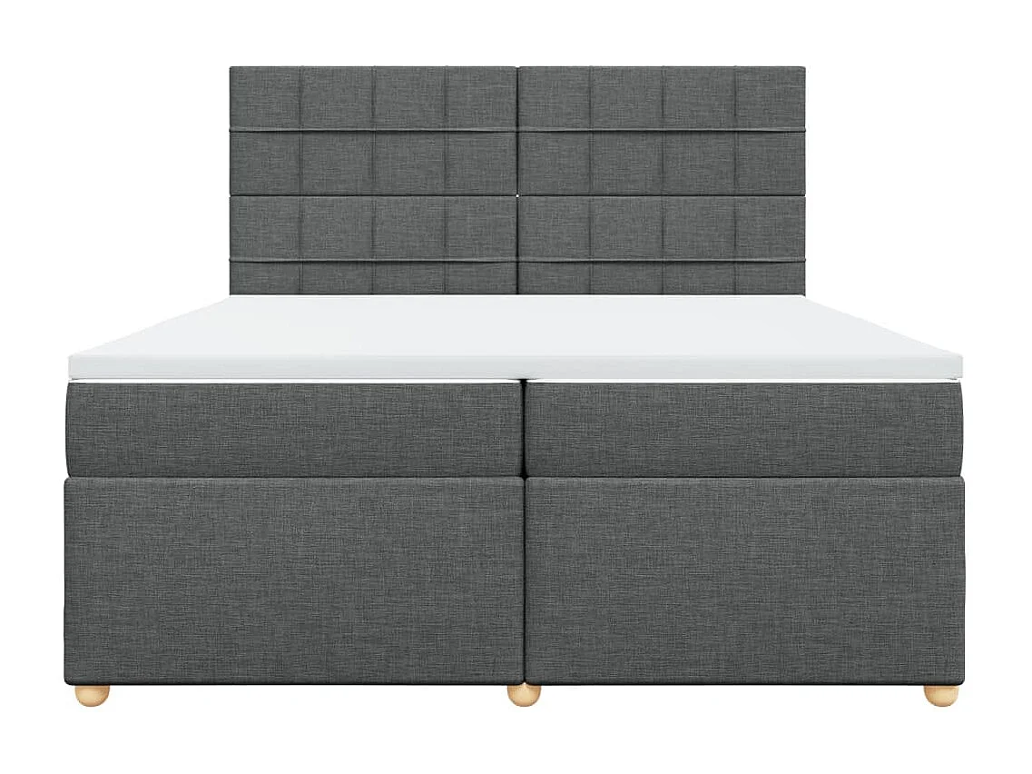 Giroletto a Molle con Materasso Grigio Scuro 200x200 cm Tessuto