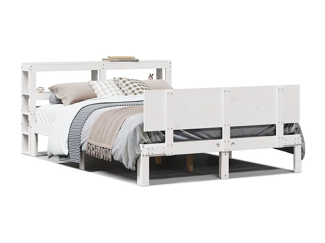 Estructura de cama con cabecero madera de pino blanco 150x200cm