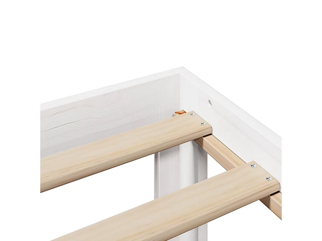 Bedframe met hoofdbord massief grenenhout wit 150x200 cm