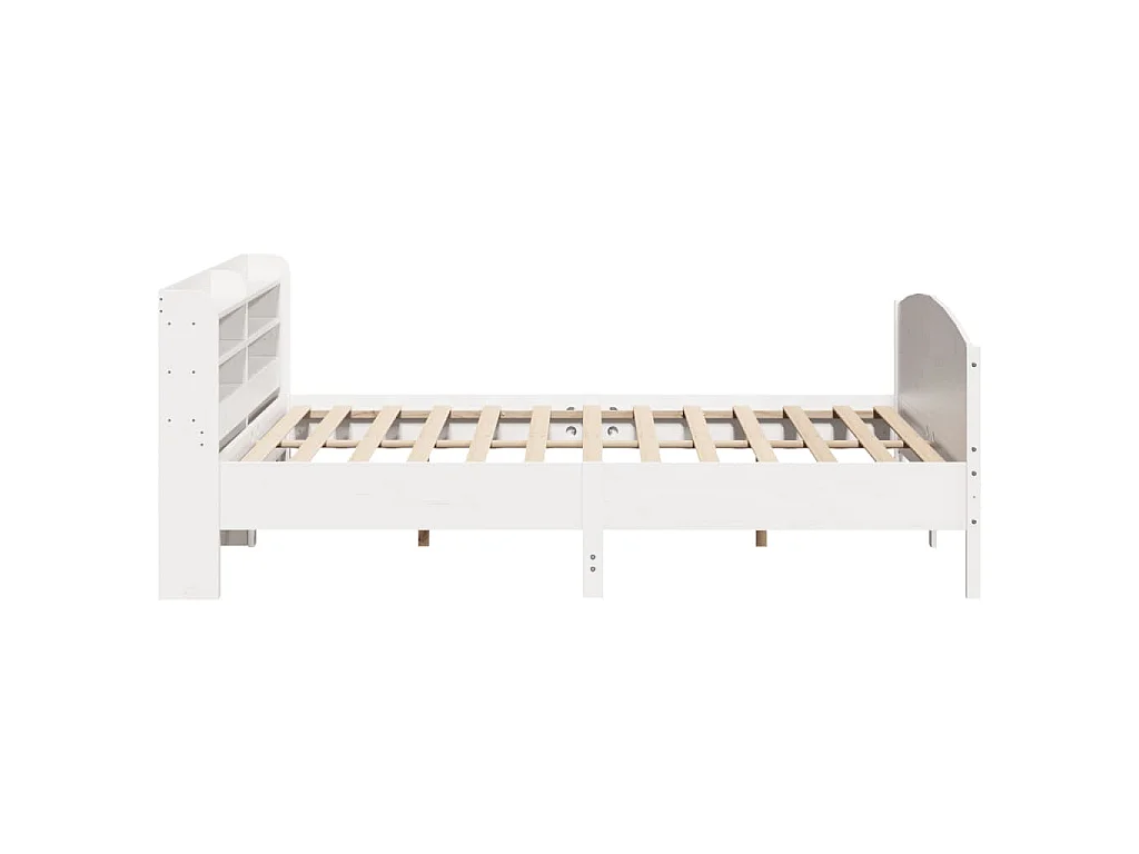 Cadre de lit sans matelas blanc 200x200 cm bois massif de pin