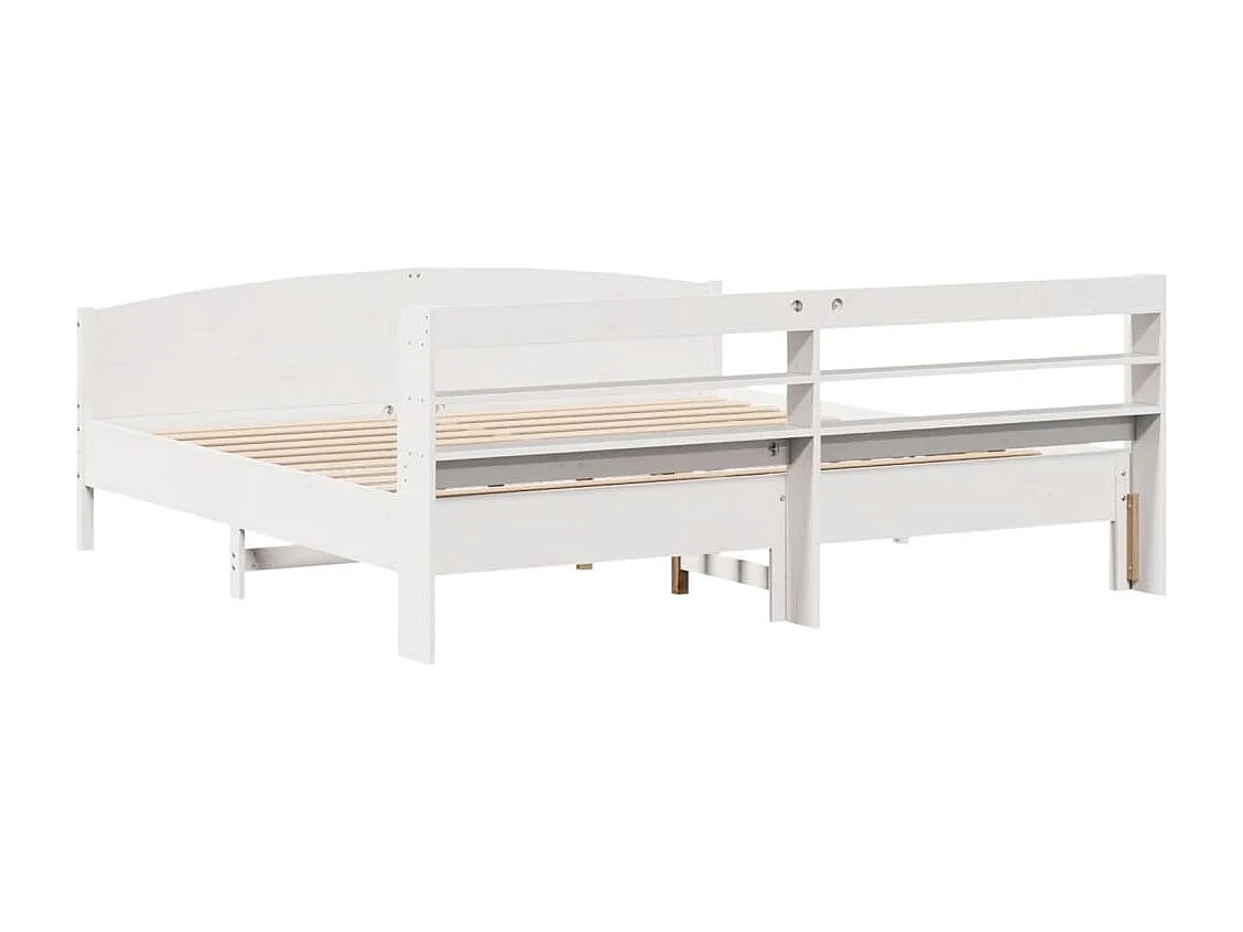 Cadre de lit sans matelas blanc 200x200 cm bois massif de pin