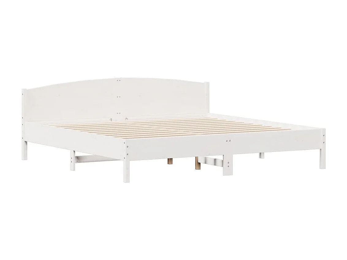 Cadre de lit sans matelas blanc 200x200 cm bois massif de pin