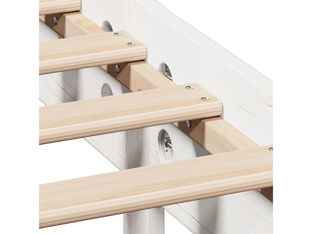 Cadre de lit sans matelas blanc 200x200 cm bois massif de pin